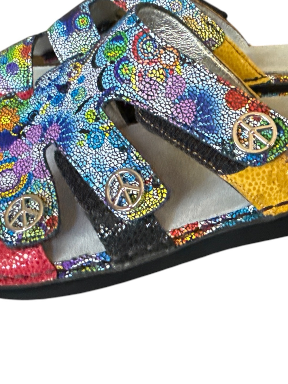 NWT Alegria Mosaic Peace Sign Comfort Slide Sandals Hippie US 10-10.5 - Picture 16 of 16